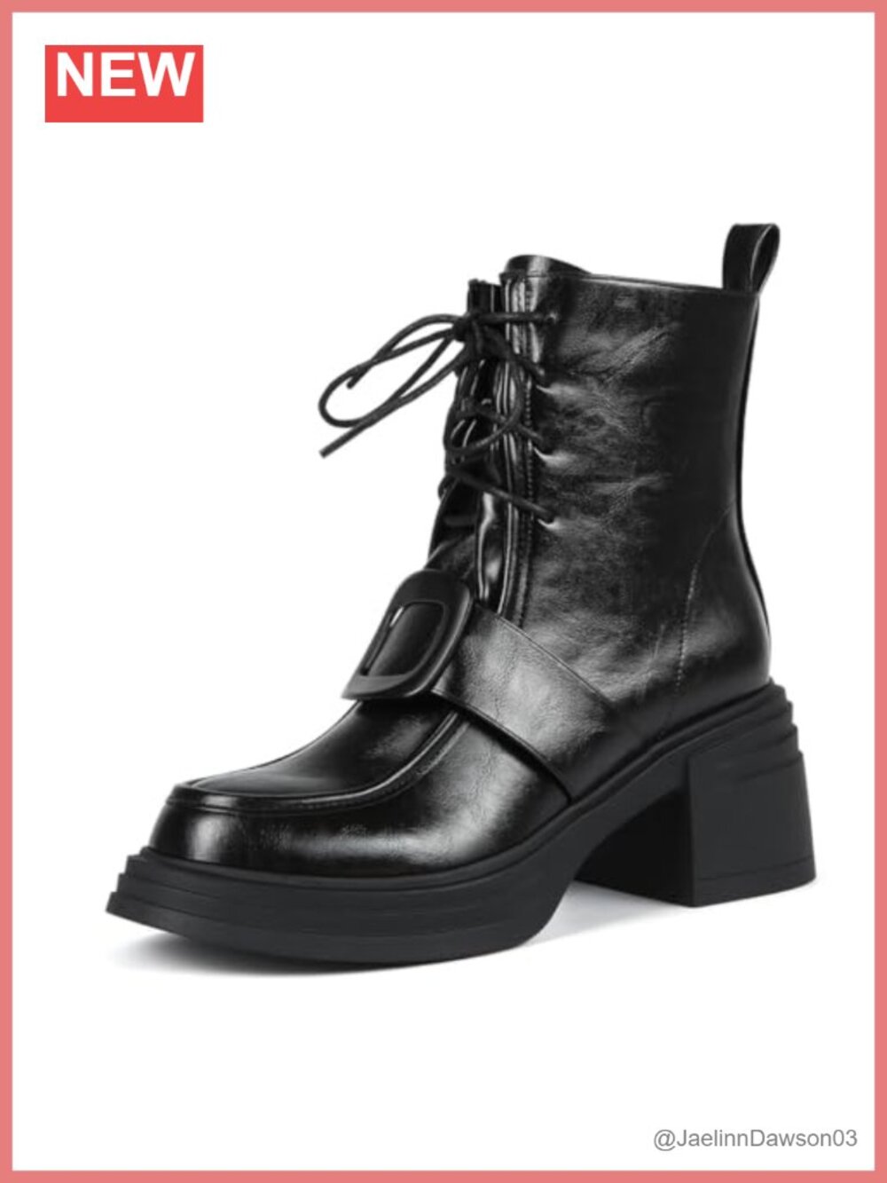 Faux Leather Women's Combat Ankle Boots Chunky Platform Lace Up